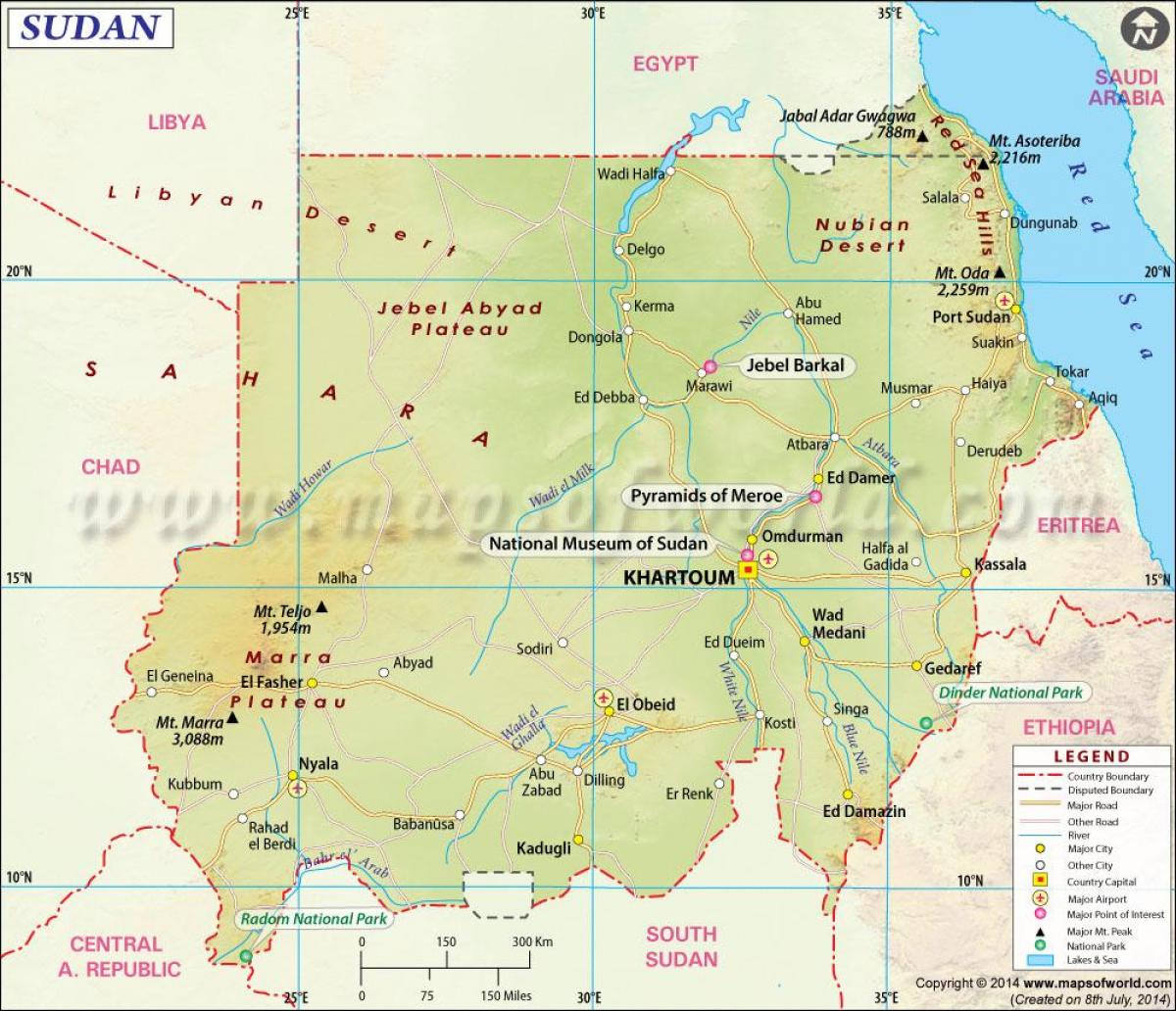Mapa de Sudán ciudades