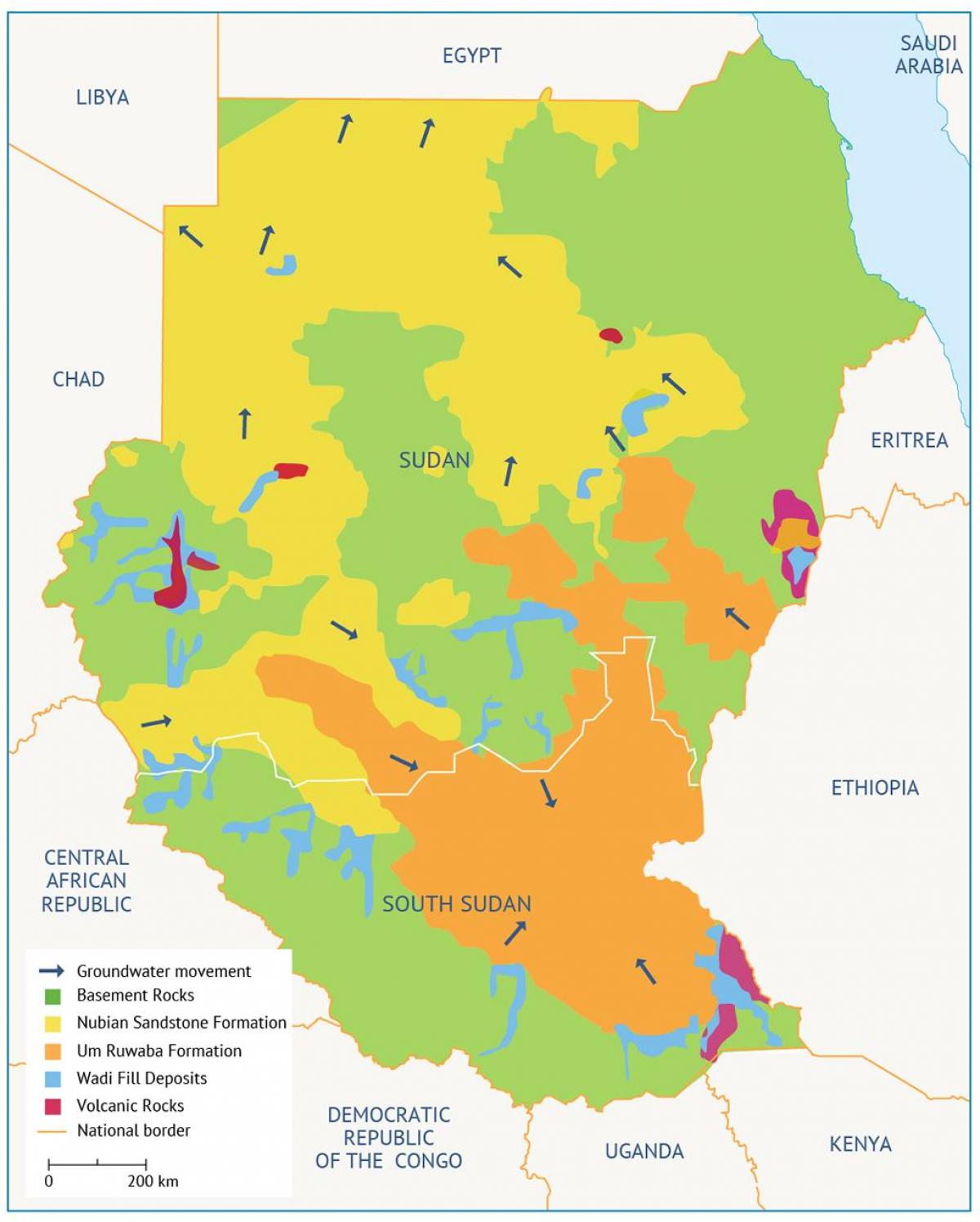 Mapa de Sudán cuenca 