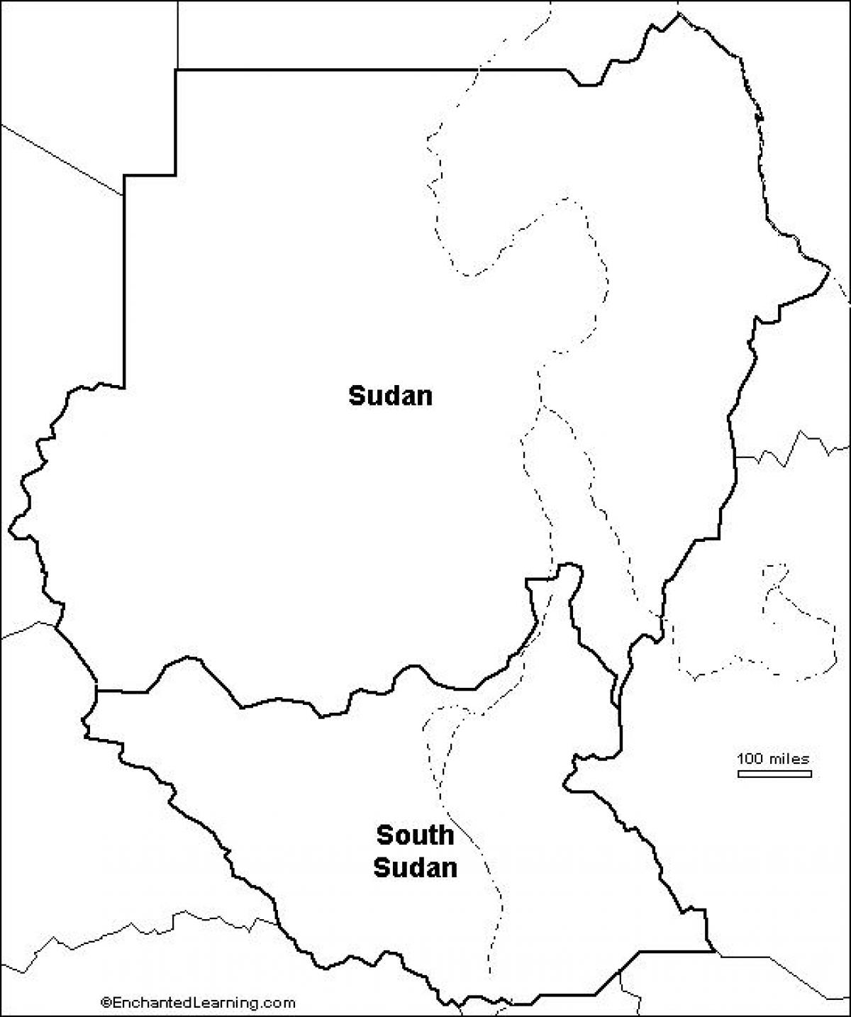 Mapa de Sudán en blanco
