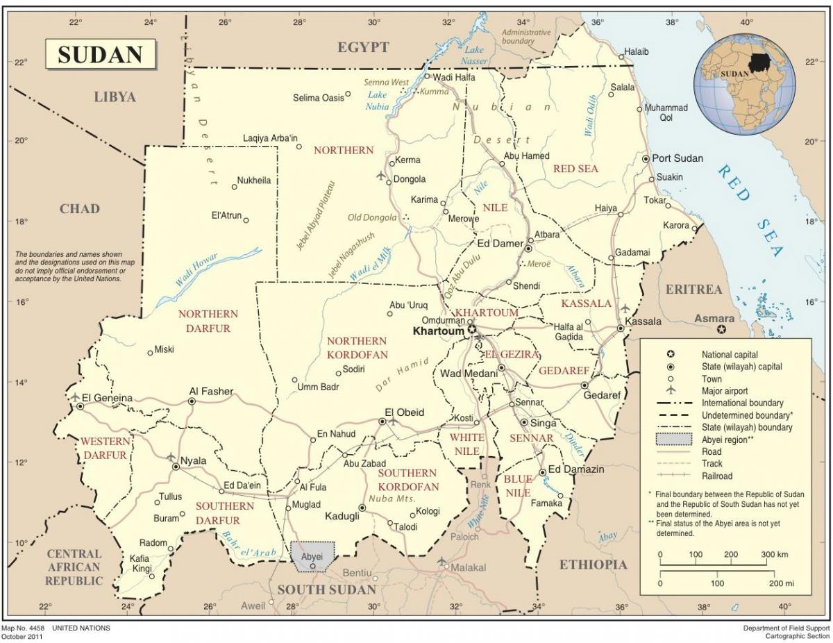 Mapa de Sudán estados