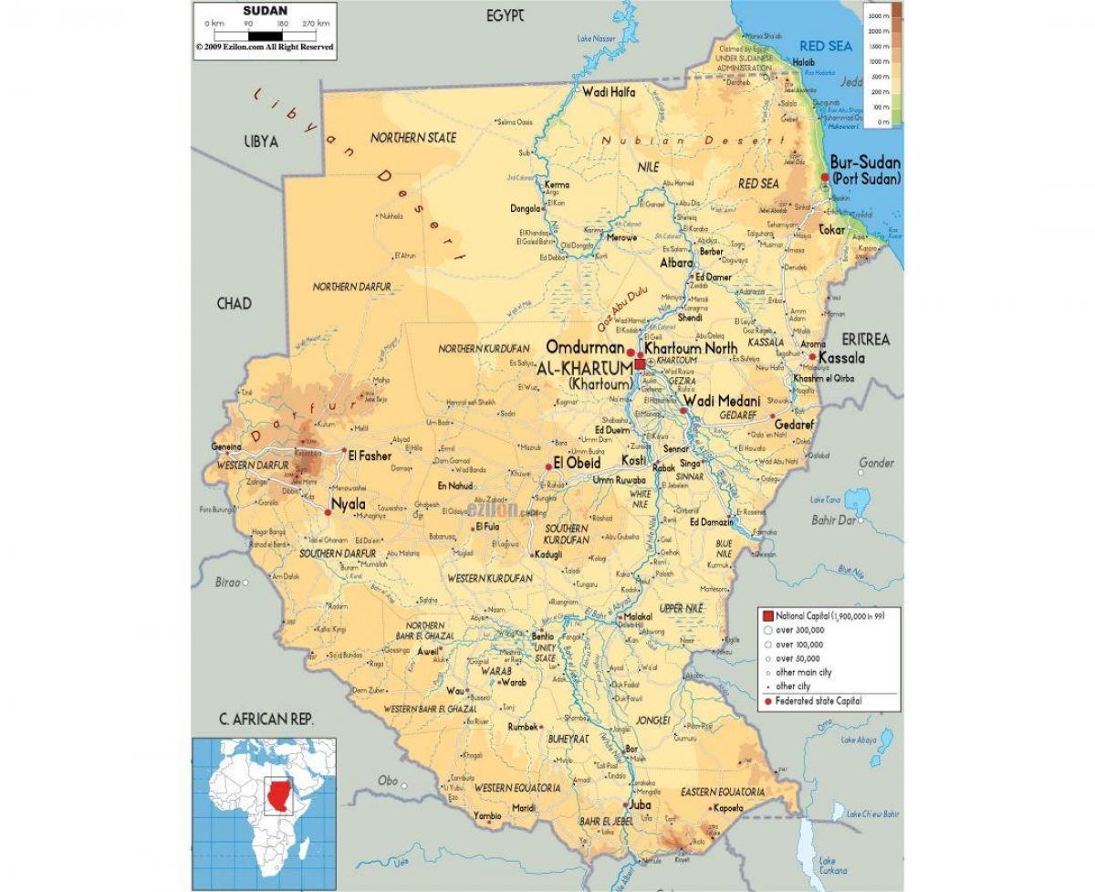 Mapa de Sudán carreteras
