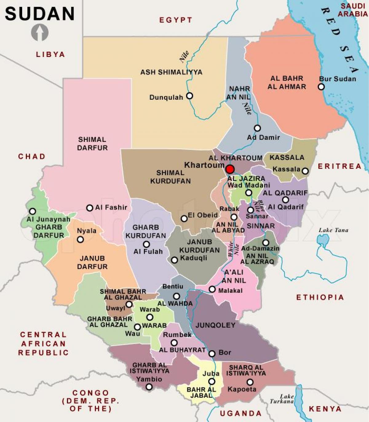 Mapa de regiones de Sudán