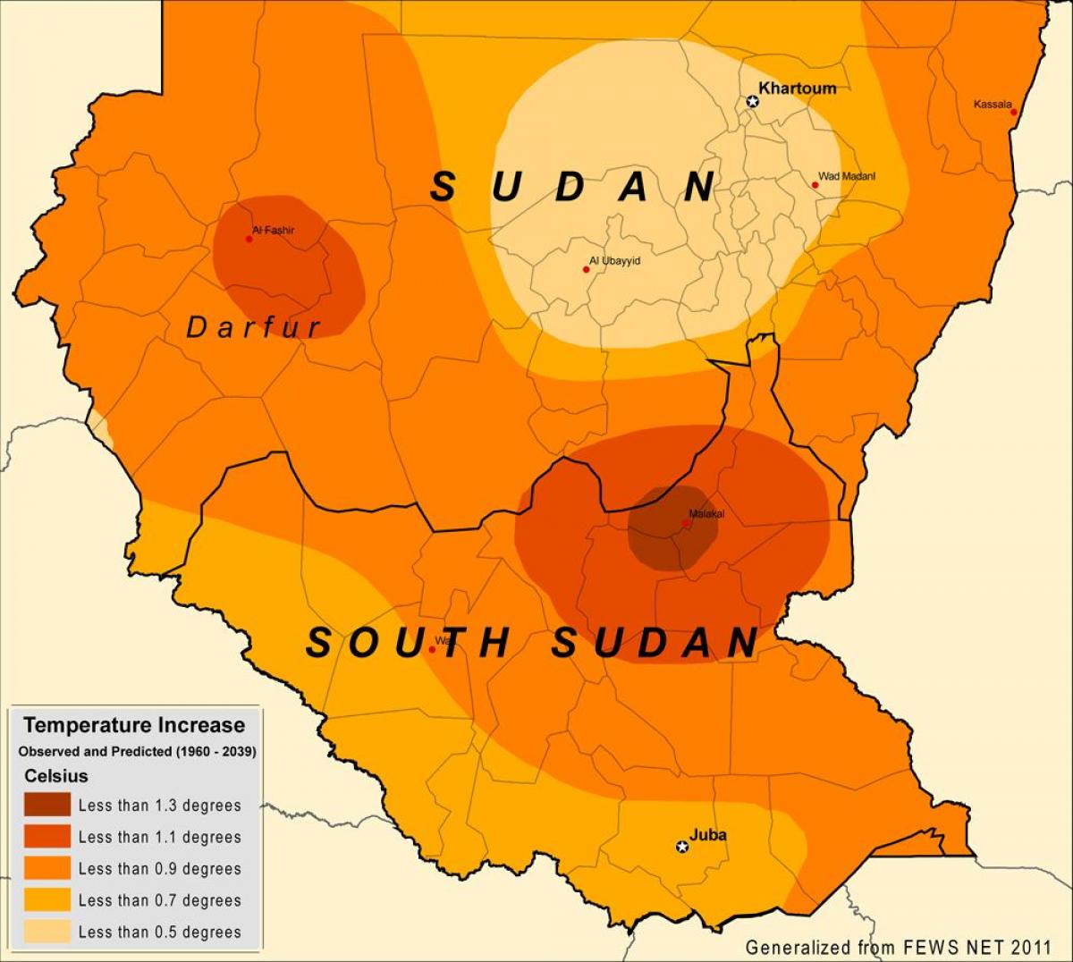 Mapa de Sudán del clima