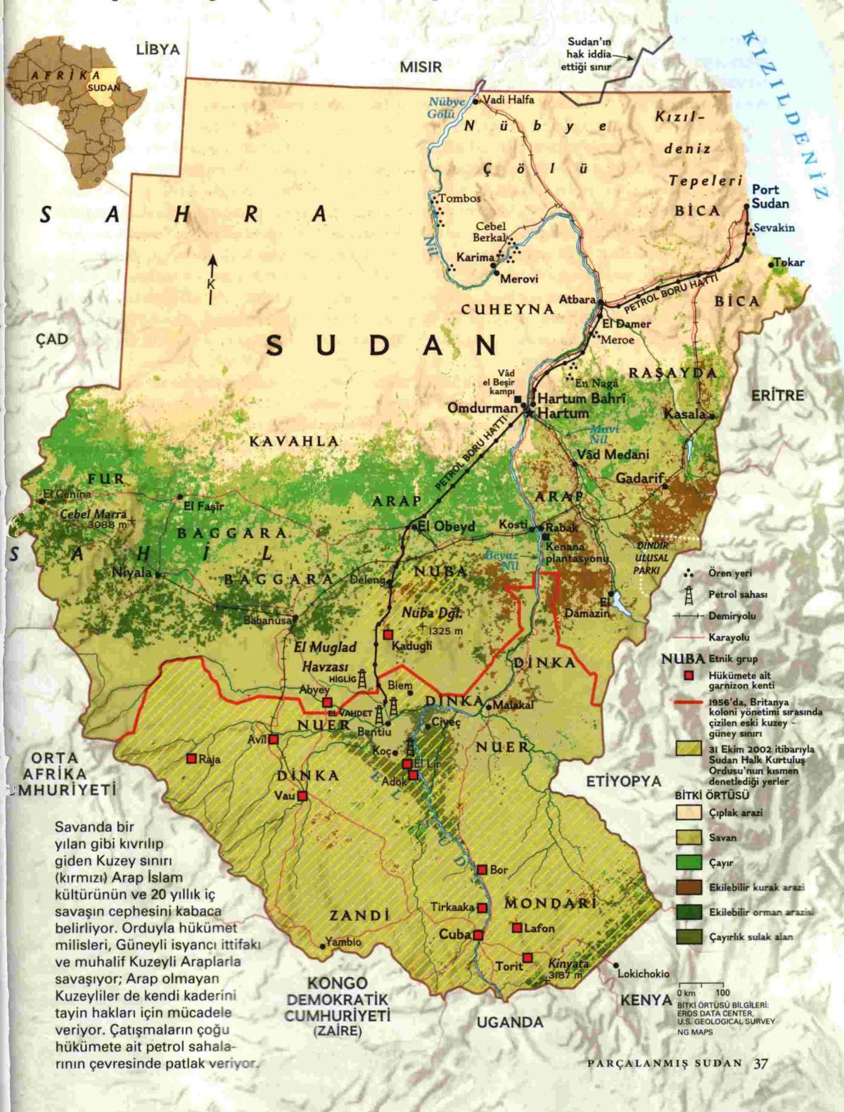 Mapa de Sudán geografía